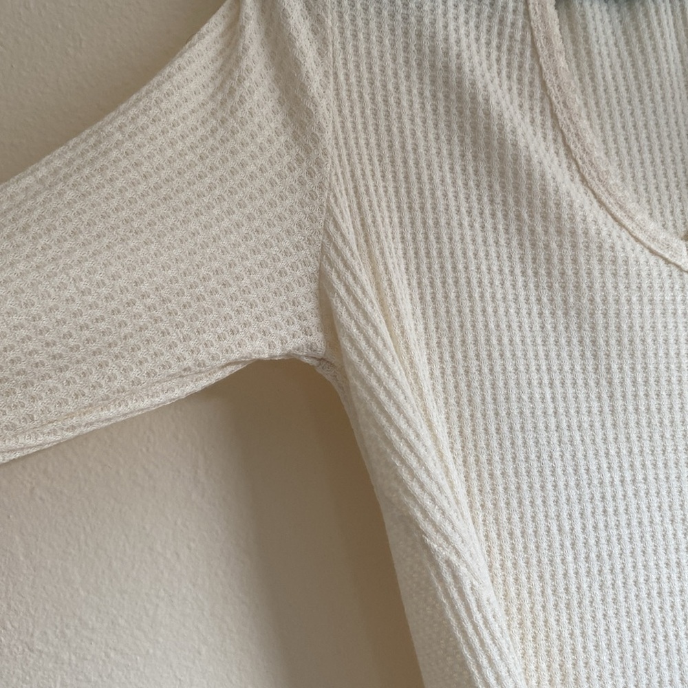 Cream Ribbed Long Sleeve Top - Picture 7 of 7
